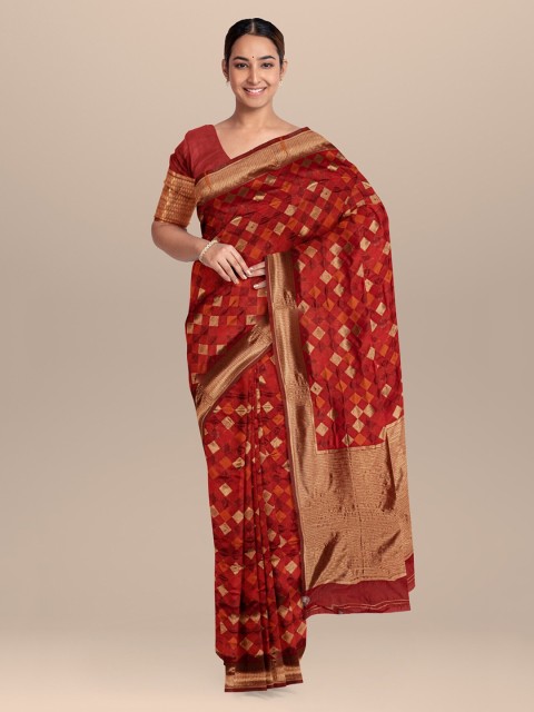

KLM Fashion Mall Rust Woven Design Saree