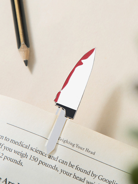 

Bigsmall Silver-Toned & Red Thriller Knife Metallic Bookmark