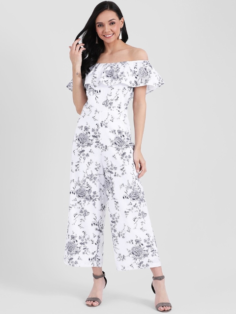 

Zink London Women White & Grey Floral Printed Cotton Jumpsuit