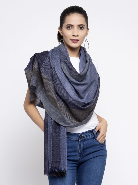 

Calvadoss Women Blue & Grey Woven Design Sustainable Long Fit Muffler
