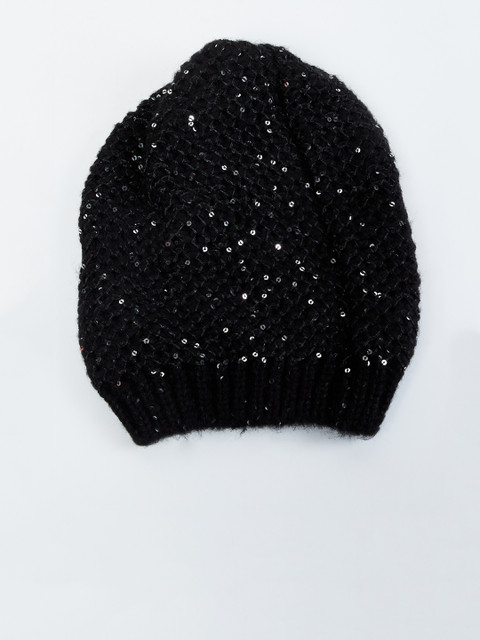

max Women Black Self Design Beanie