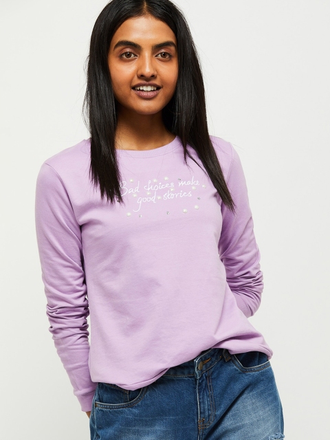 

max Women Purple Printed Sweatshirt