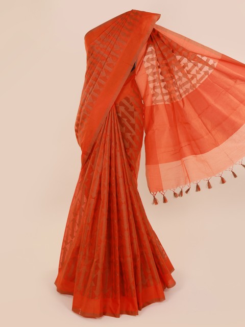 

Pothys Orange Woven Design Cotton Blend Saree