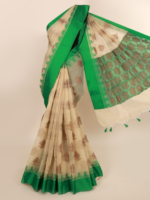 

Pothys Cream-Coloured Woven Design Cotton Blend Saree