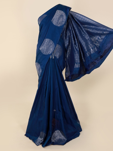 

Pothys Blue Silk Cotton Solid Kanjeevaram Saree