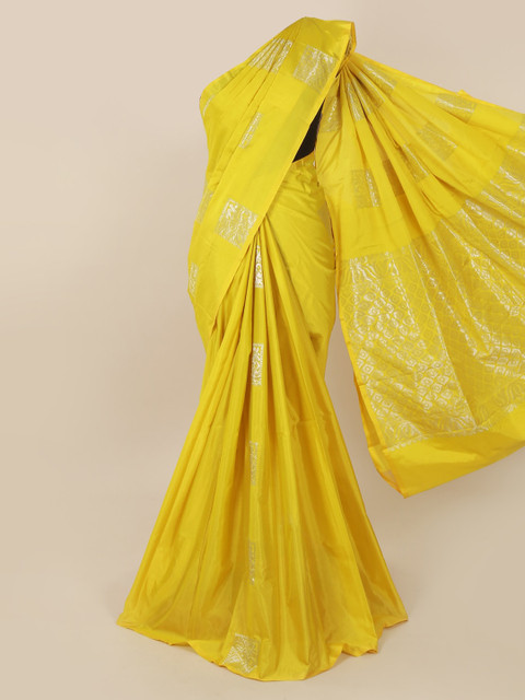 

Pothys Yellow Silk Cotton Woven Design Kanjeevaram Saree