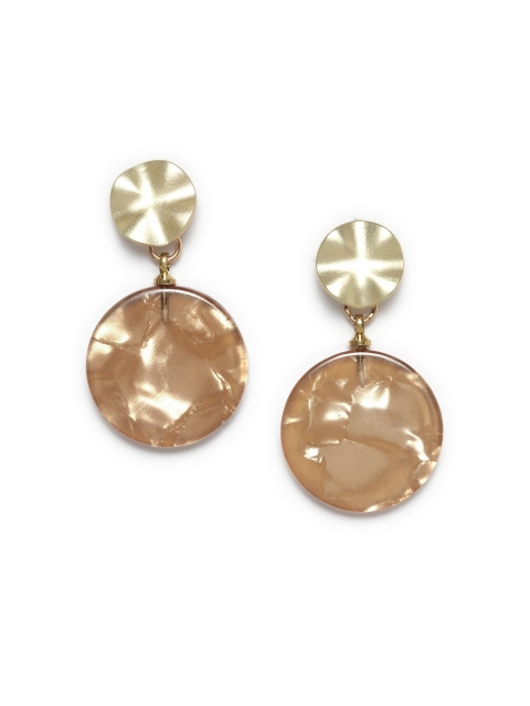 

CRZ Brown Gold-Plated Circular Drop Earrings