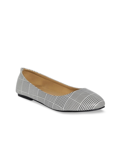 

People Women Grey Printed Leather Ballerinas