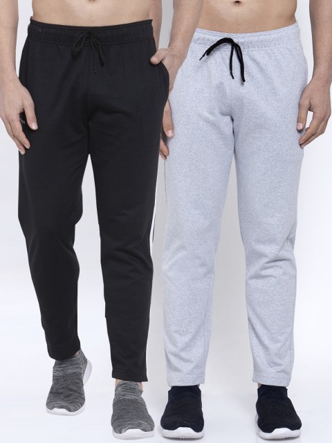 

NEUDIS Men Pack of 2 Pure Cotton Solid Track Pants, Black