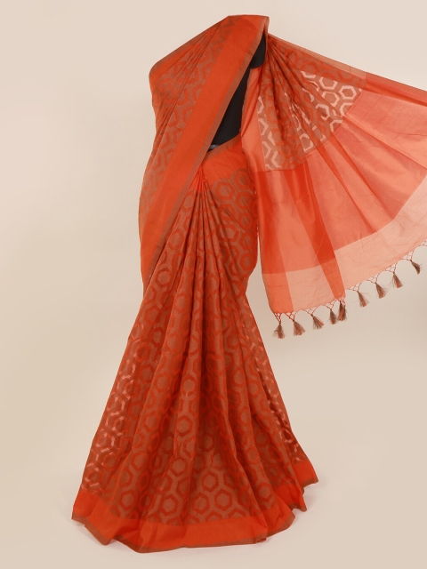 

Pothys Orange Woven Design Manipuri Cotton Saree