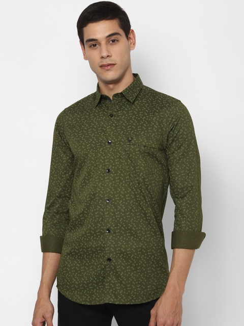 

Allen Solly Men Olive Green Slim Fit Printed Casual Shirt