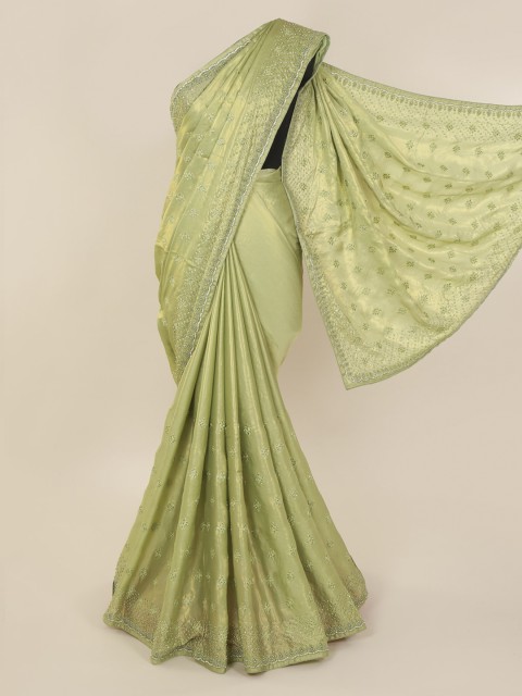 

Pothys Green Embellished Satin Saree