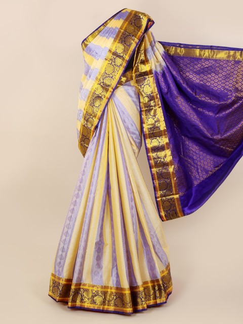 

Pothys Blue & Yellow Pure Silk Woven Design Kanjeevaram Saree