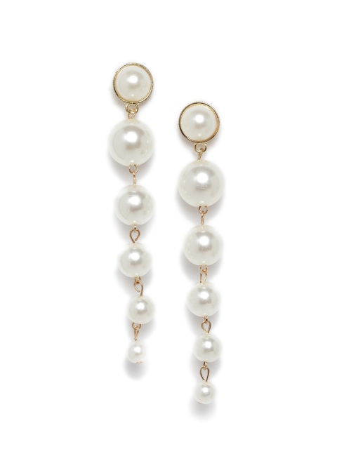 

CRZ White Gold-Plated Contemporary Handcrafted Drop Earrings