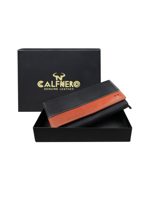 

CALFNERO Women Black Textured Two Fold Wallet