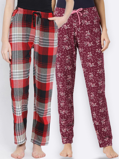 

Kanvin Women Pack Of 2 Lounge Pants, Maroon