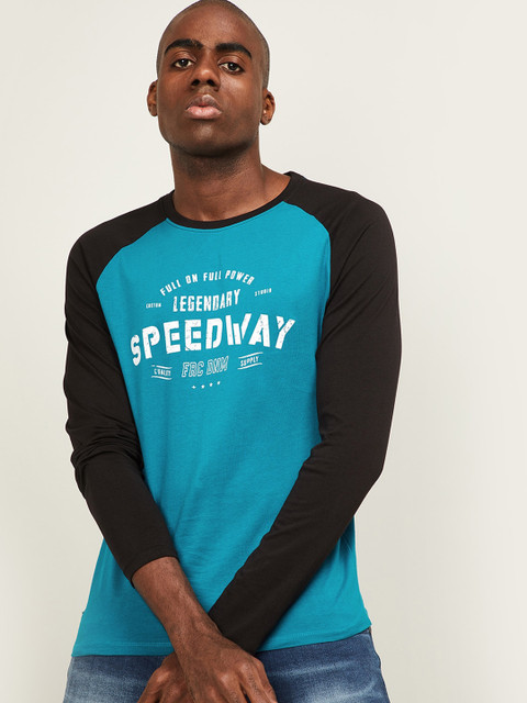 

Forca Men Teal Printed Round Neck T-shirt