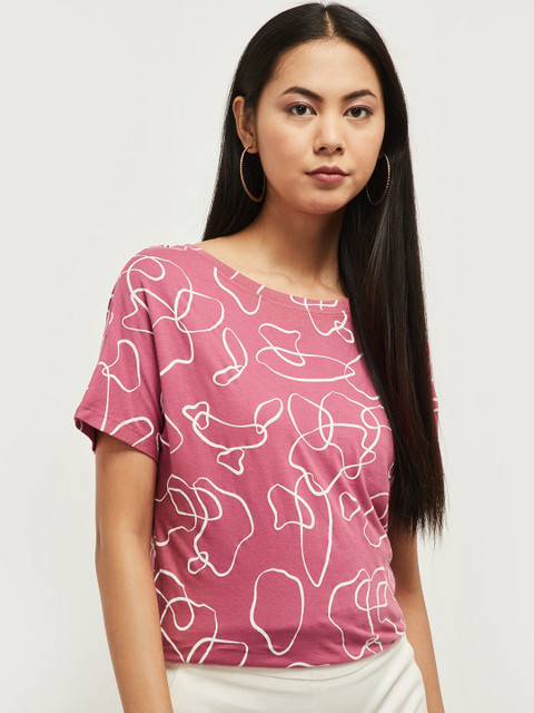 

Max Women Pink & Off-White Regular Top
