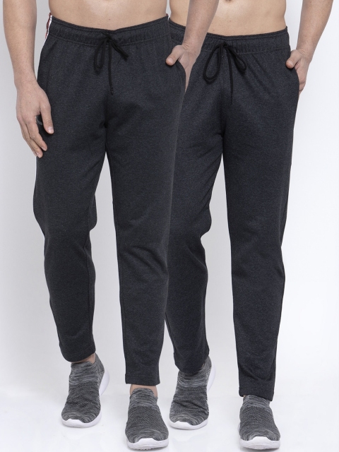

NEUDIS Men Pack of 2 Charcoal Grey Pure Cotton Solid Track Pants
