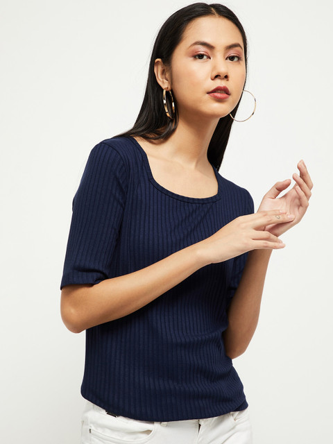 

Max Women Navy Blue Regular Top