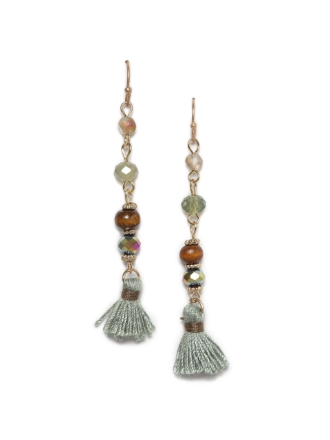 

CRZ Grey & Gold-Plated Contemporary Drop Earrings