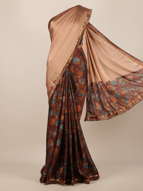 

Pothys Brown Printed Poly Chiffon Saree