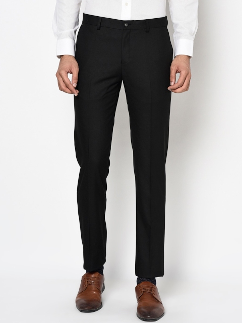 

Blackberrys Men Black Slim Fit Checked Formal Trousers