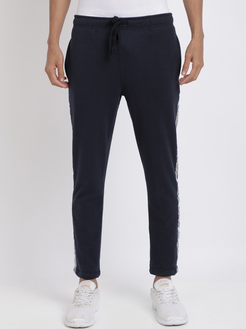 

MASH UNLIMITED Men Navy Blue Solid Slim-Fit Track Pants