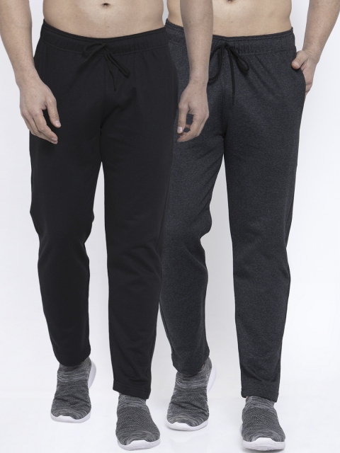 

NEUDIS Men Pack of 2 Pure Cotton Solid Track Pants, Charcoal