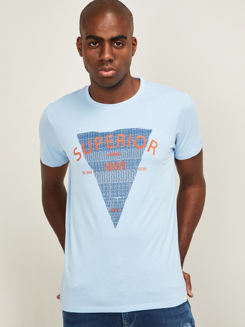 

Forca Men Blue Printed Round Neck T-shirt