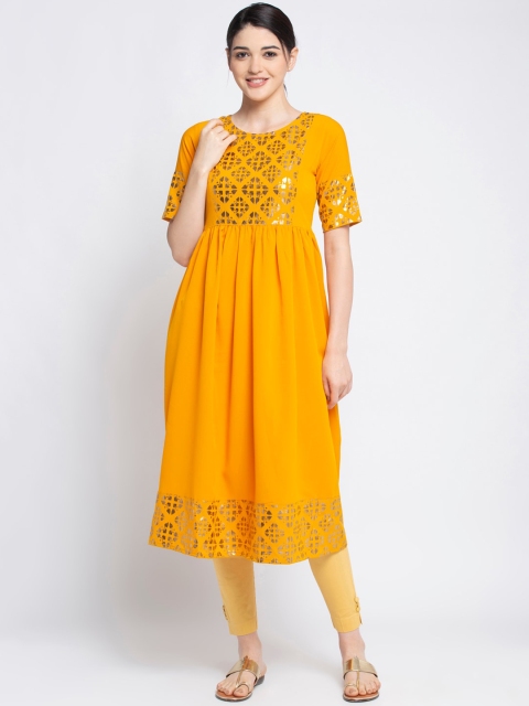 

ALC Creations Women Yellow Printed Kurta