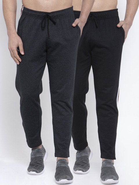 

NEUDIS Men Pack of 2 Pure Cotton Solid Track Pants, Black