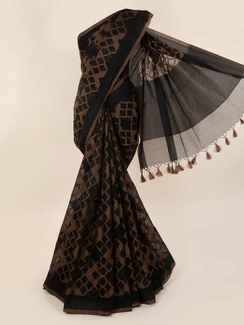 

Pothys Black Woven Design Manipuri Cotton Saree