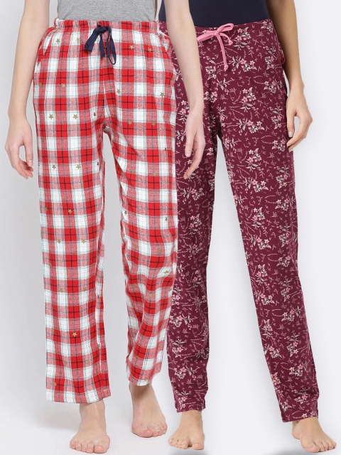 

Kanvin Women Pack Of 2 Lounge Pants, Maroon
