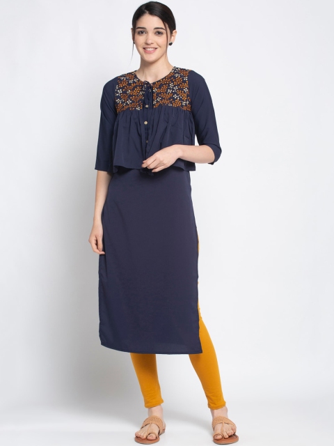 

ALC Creations Women Navy Blue Kurta