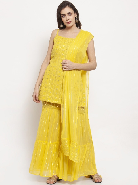 

KHALOM Women Yellow Kurta Sharara With Dupatta