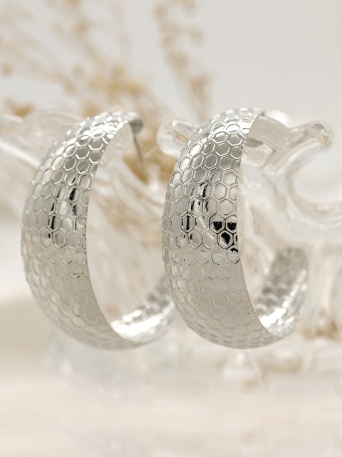 

JOKER & WITCH Silver-Toned Contemporary Half Hoop Earrings
