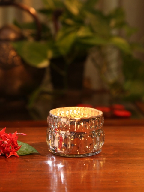

Amoliconcepts Silver-Toned Decorative Glass Votive Candle Holder