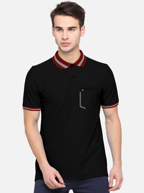 

BULLMER Men Black Solid Polo Collar Cotton Pure Cotton T-shirt