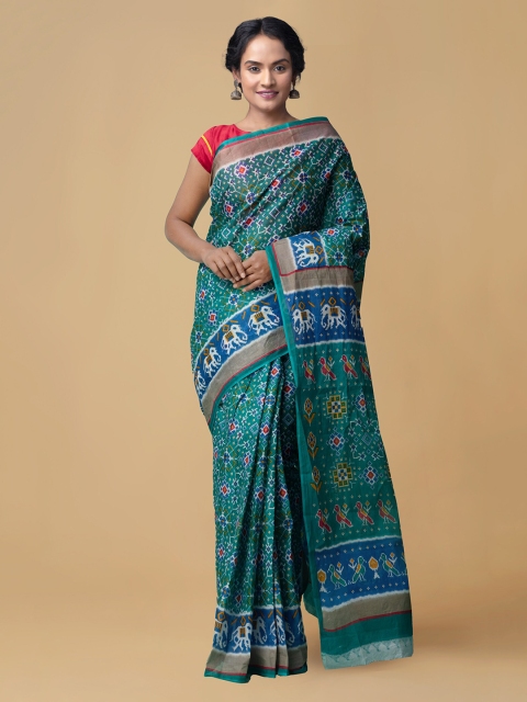 

Unnati Silks Green Pure Cotton Printed Kovai Saree