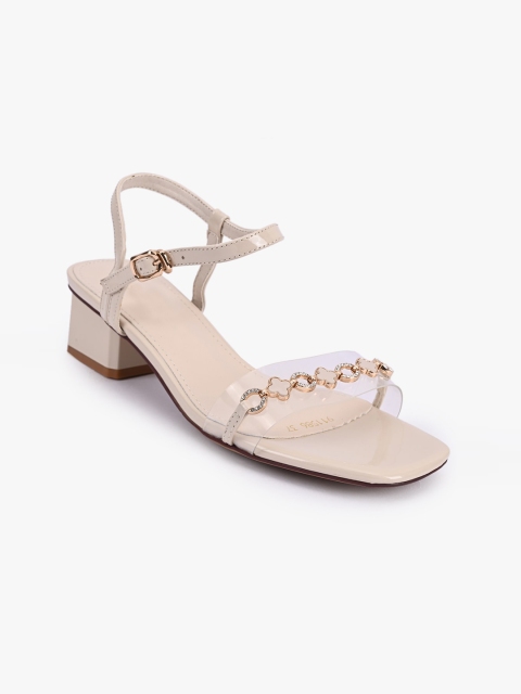 

BuckleUp Women Nude-Coloured Embellished Block Heels