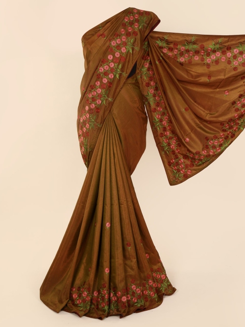 

Pothys Brown Embroidered Art Silk Saree