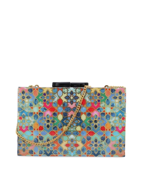 

Anekaant Women Blue & Pink Printed Clutch