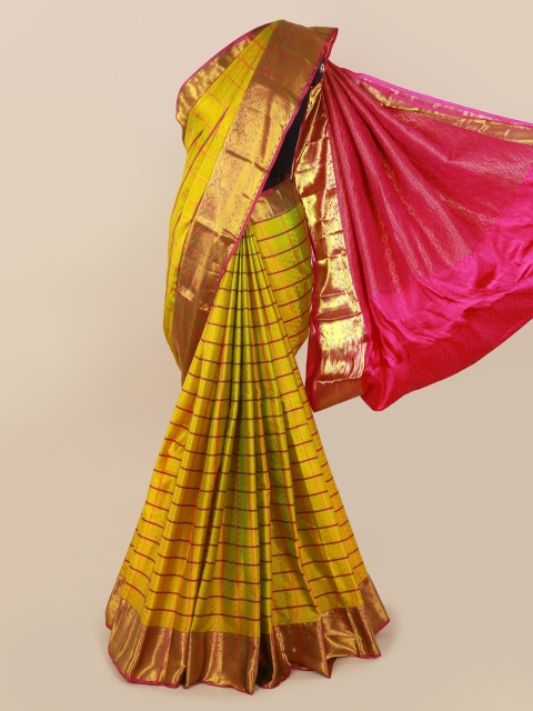 

Pothys Green Pure Silk Checked Kanjeevaram Saree