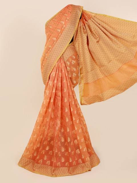 

Pothys Peach-Coloured Printed Cotton Blend Saree