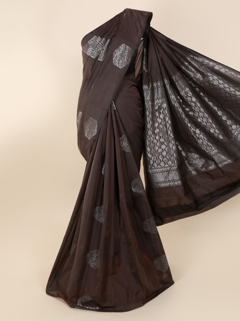 

Pothys Grey & Silver-Toned Silk Cotton Woven Design Kanjeevaram Saree