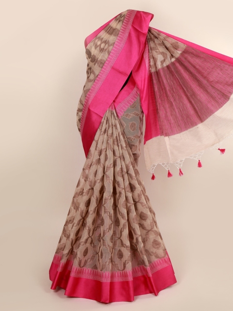 

Pothys Cream-Coloured Printed Cotton Blend Saree