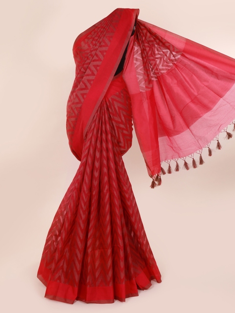 

Pothys Red Woven Design Manipuri Cotton Saree