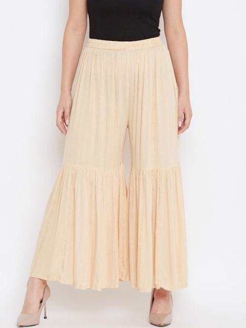 

Castle Women Beige Striped Flared Palazzos