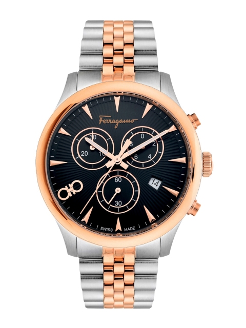 

Salvatore Ferragamo Men Black & Rose Gold Swiss Made Analogue Watch SFEZ00320